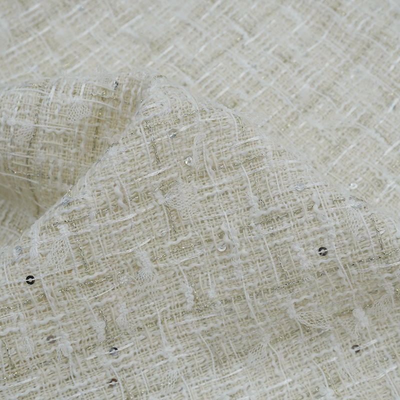 Sewing Tweed - Ivory Mesh Butterfly Yarn Tweed Fabric