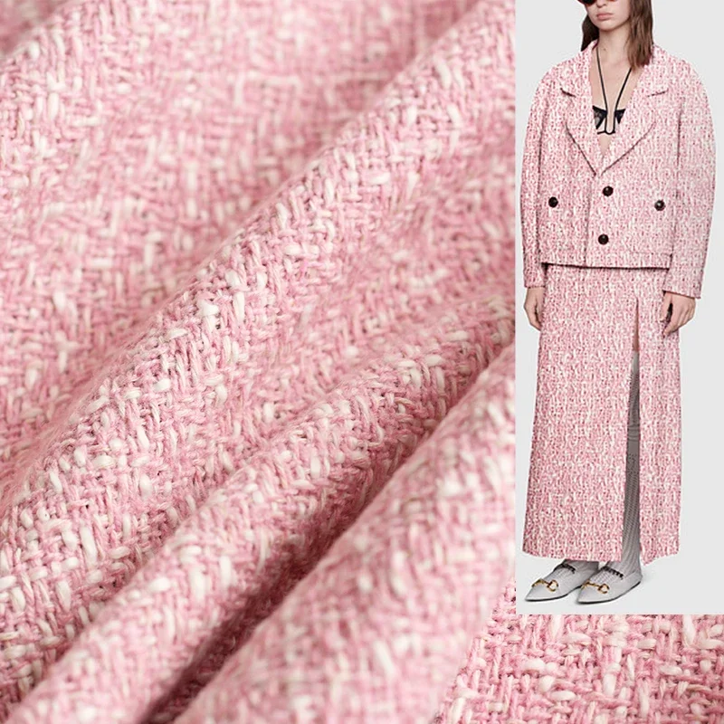 Sewing Tweed - Redraspberry 145cm Pink White Wool Tweed