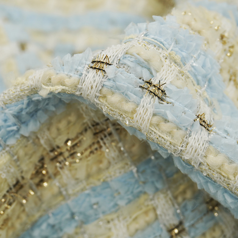 Light Blue Beige Plaid Bouclé  - đánh giá và giá Sewing Tweed