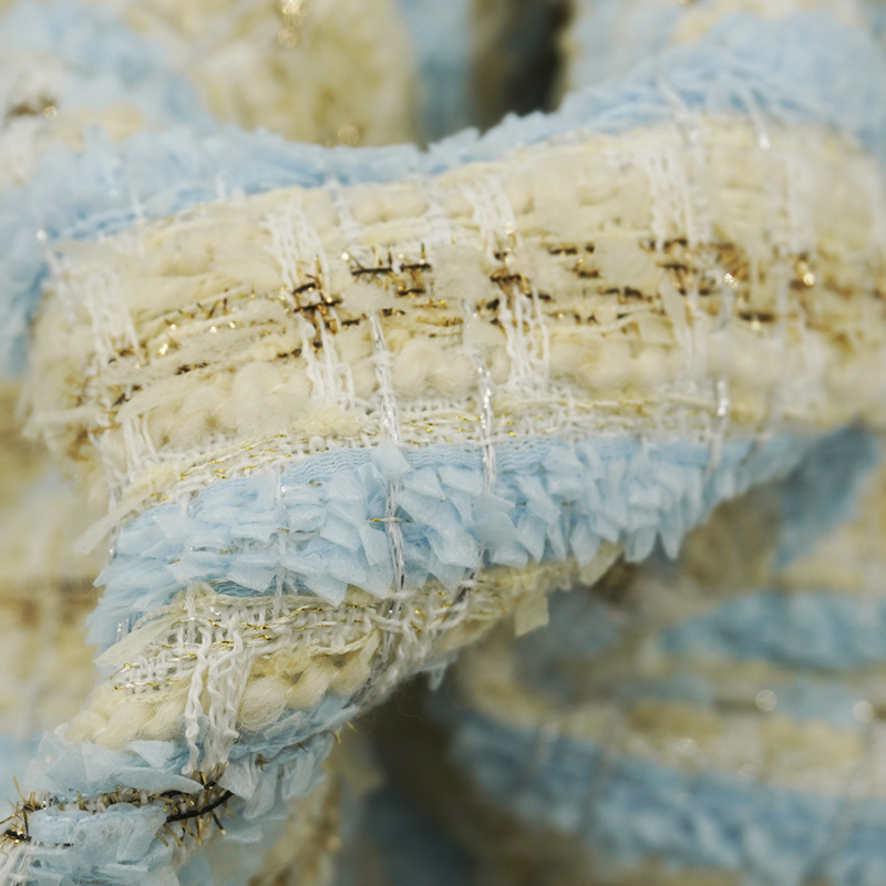 Light Blue Beige Plaid Bouclé  - đánh giá và giá Sewing Tweed
