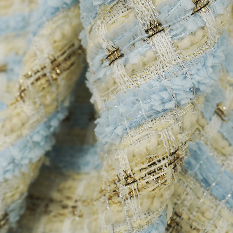 Light Blue Beige Plaid Bouclé  - đánh giá và giá Sewing Tweed