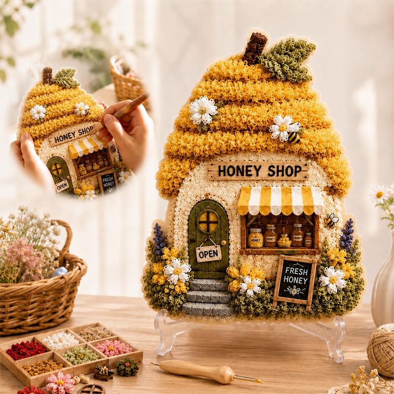 3D Mushroom House Poke Art DIY - đánh giá và giá Sewing House