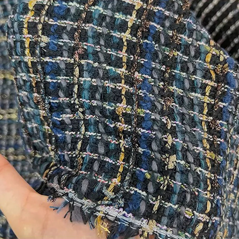Navy Color and Gold Wire Yarn- - đánh giá và giá Sewing Tweed