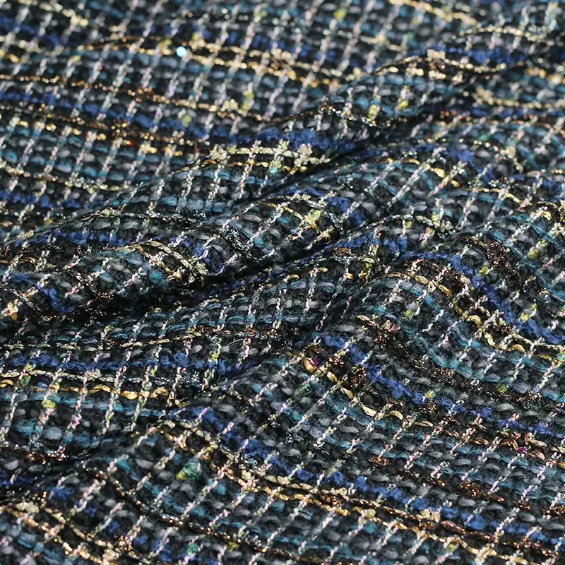 Navy Color and Gold Wire Yarn- - đánh giá và giá Sewing Tweed