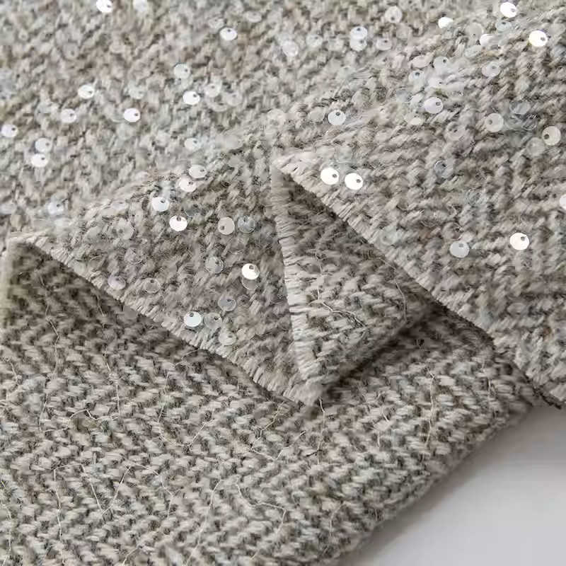 Light Grey With Sequin Yarn-Dy - đánh giá và giá Sewing Tweed