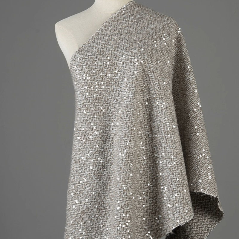 Light Grey With Sequin Yarn-Dy - đánh giá và giá Sewing Tweed